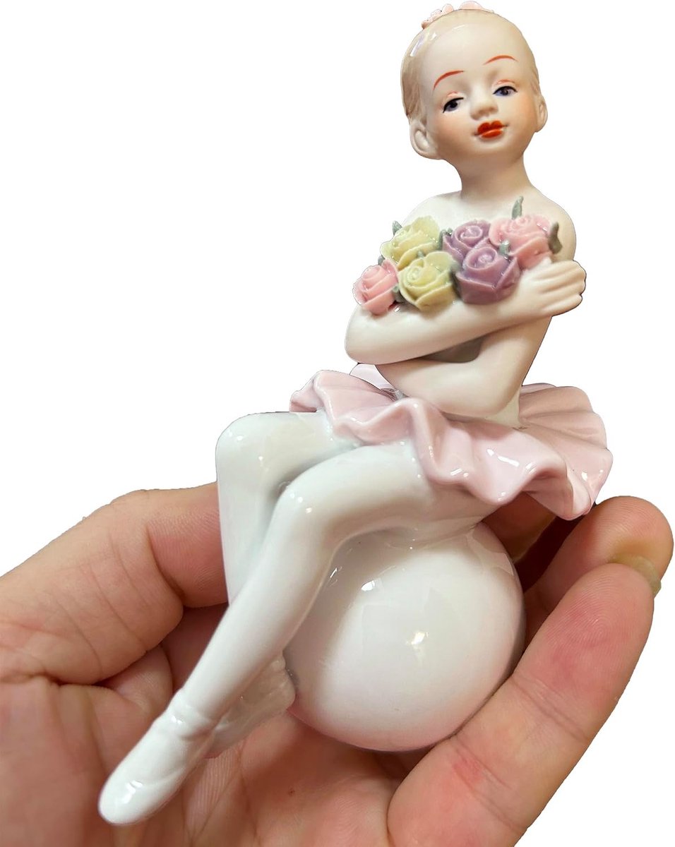 MTME Porcelain figurines, child dancers, memorabilia, gifts, sculpture home decor (Sitting on ball) - ShopVlot