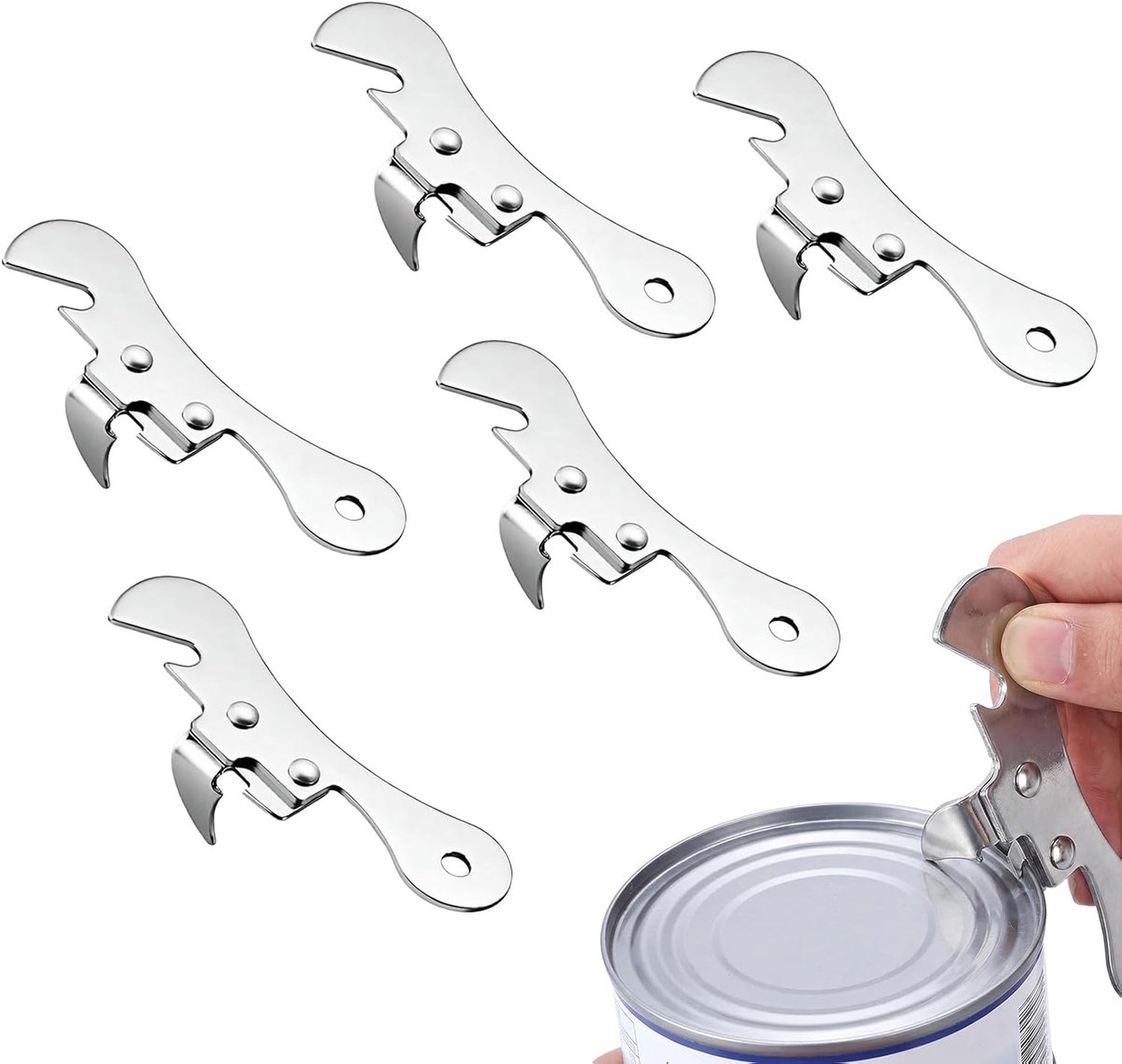 5 stuks blikopener, blikopener, handmatig, roestvrij staal, eenvoudig te bedienen, voor keuken en gezinnen - ShopVlot