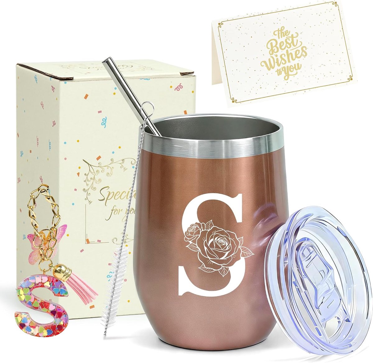Thermosfles van staal, thermobeker voor kantoor, cadeau voor dames voor Kerstmis, Valentijnsdag of Moederdag (S) - ShopVlot