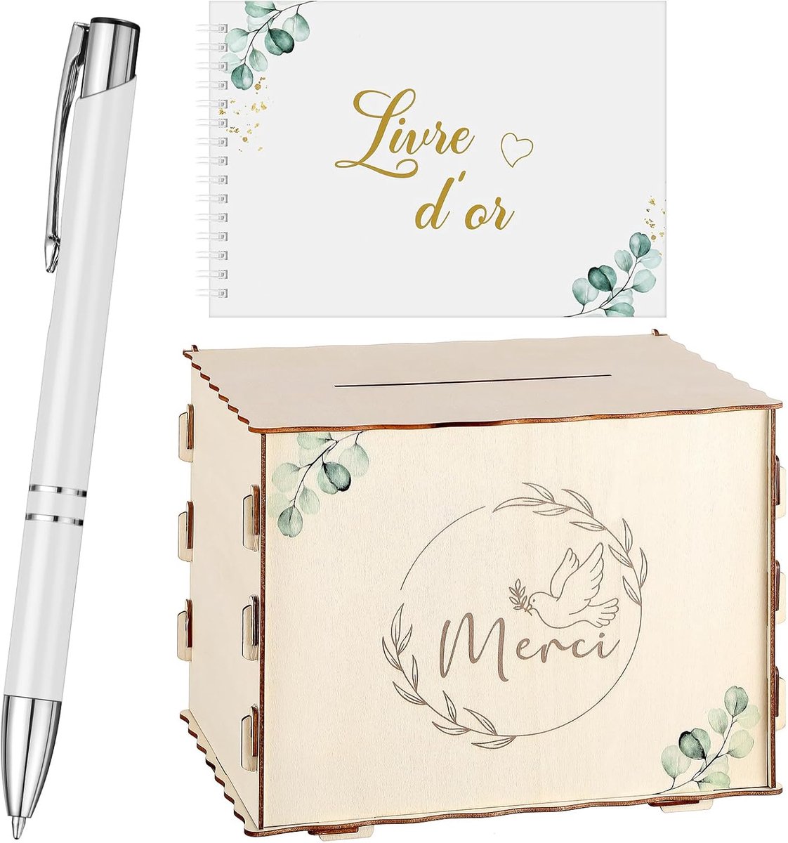 Namalu Verjaardagsurn Kaartendoos Gastenboek met Pen Houten Spaarpot Feestdecoratie Cadeaudoos voor Brieven Enveloppen - ShopVlot