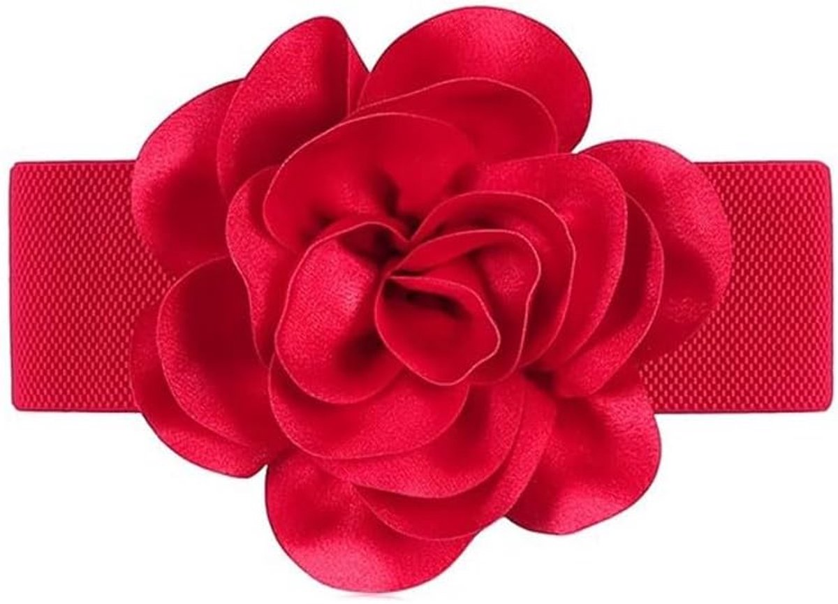 Ladies Decorative Belt Elastic Wide Waistband Flower Stretchy Cinch Belt for Dresses - ShopVlot