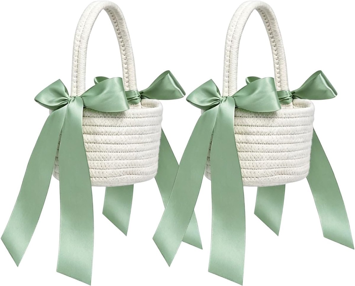 Bloemenmeisjesmand 2 stuks - Katoen - Met handvat - Perfect voor bruiloft - ShopVlot