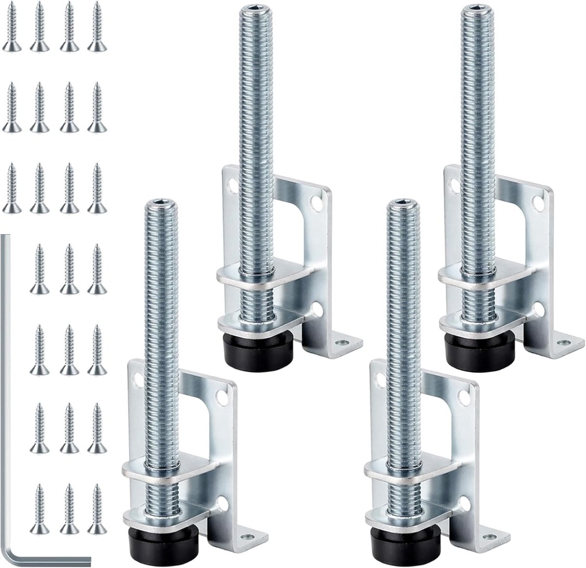 Set van 4 verstelbare poten, metalen nivelleringspoten, 105 mm schroefdraadstang, verstelbare meubelpoten met - ShopVlot