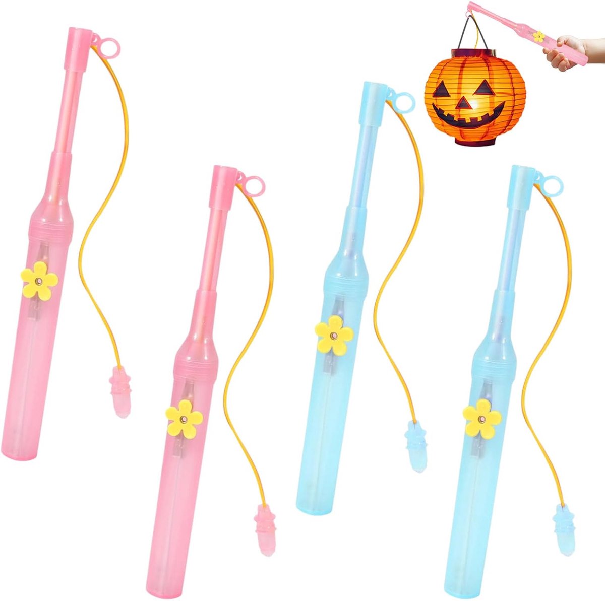 LED Lantern Poles for Kids, 4 Pieces Halloween Lantern Poles, 20 cm, Electronic Lantern Poles for Halloween, Martin - ShopVlot