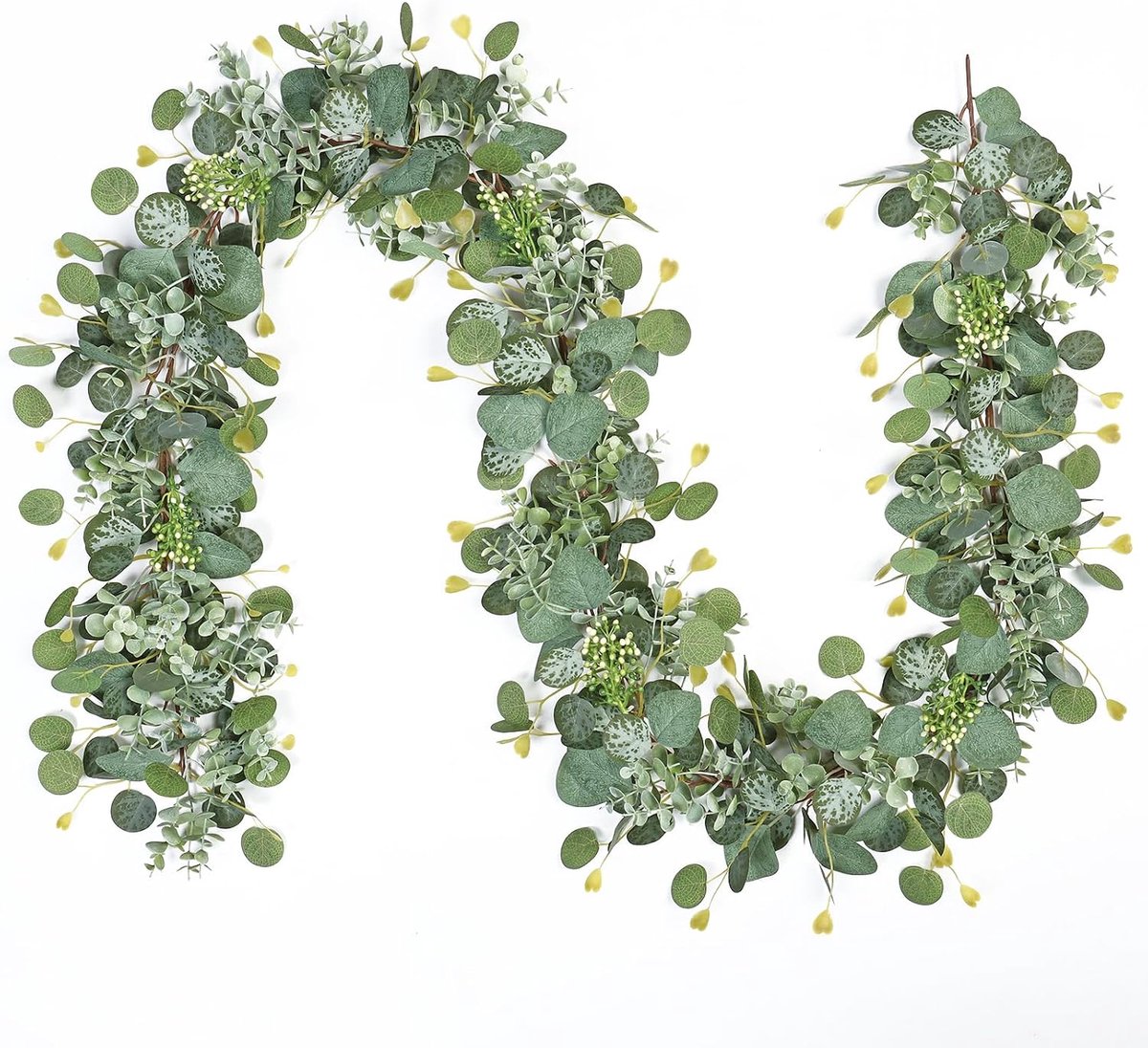 Eucalyptus Wreaths 6ft Long Artificial Mixed Eucalyptus Leaves Wreath Fake Silver Dollar Eucalyptus Vines Green Wreath - ShopVlot
