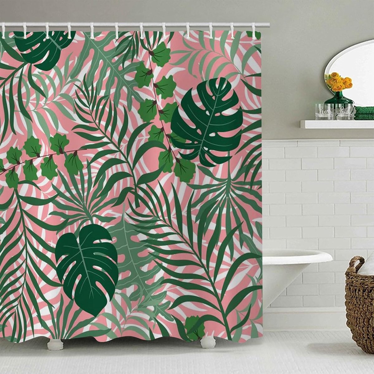 FAIRYGATE B8108 Shower Curtain 180 x 180 cm Textile Polyester Washable Waterproof Shower Curtain with 12 Shower - ShopVlot
