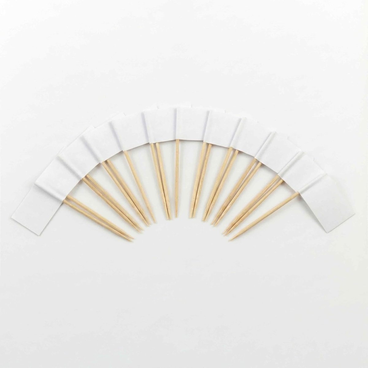120 Pieces Cocktail Picks with White Flag - 2.5" Bamboo Picks with Mini Flags - ShopVlot