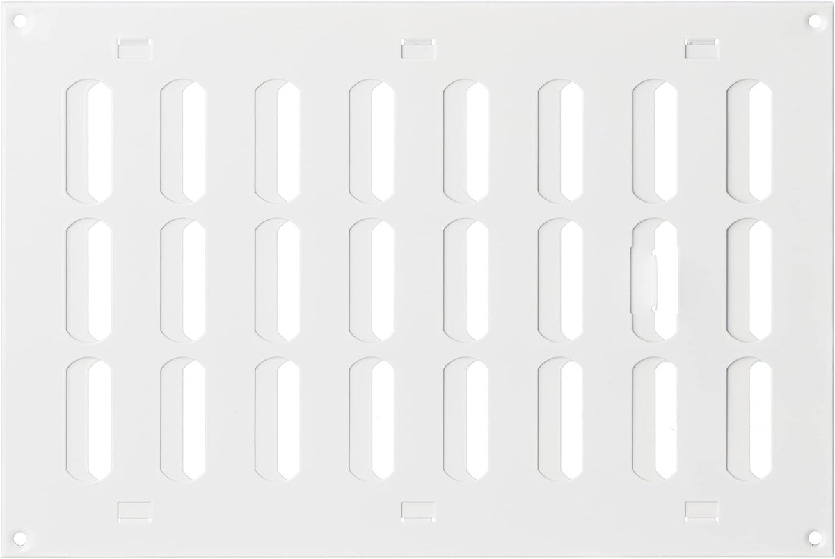 300x200mm White Rectangular Metal Ventilation Grille with Lockable Slats - ShopVlot