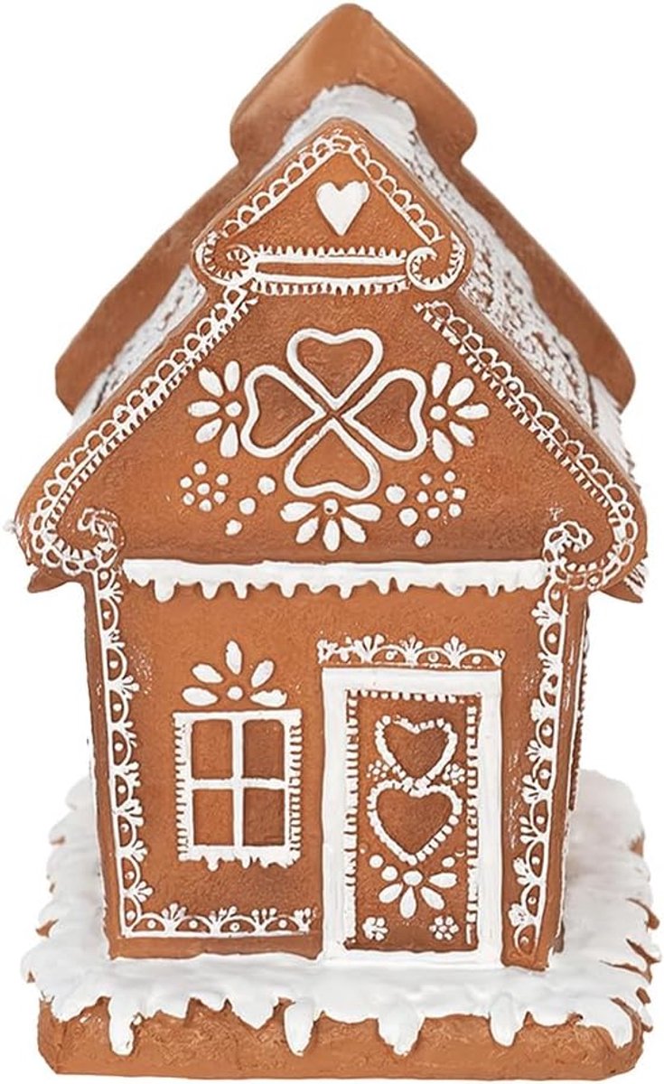 Clayre & Eef Christmas decoration with LED lighting House 17cm Brown Polyresin Gingerbread House - ShopVlot