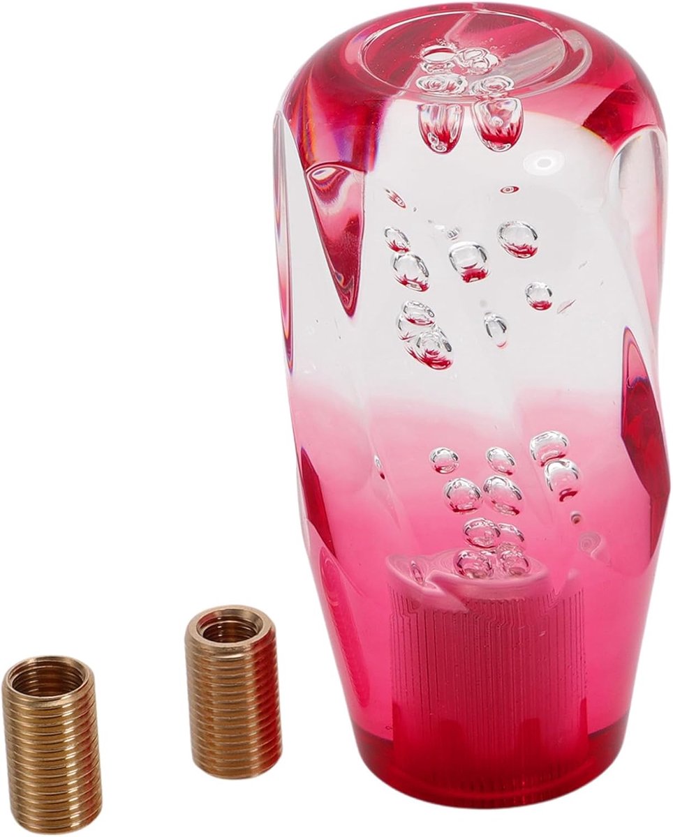 Car Shift Knob, 10cm Universal for Automatic and Manual Vehicle Gear Shift Knob with 2 Adapter Acrylic Clear Red, 1 Set - ShopVlot