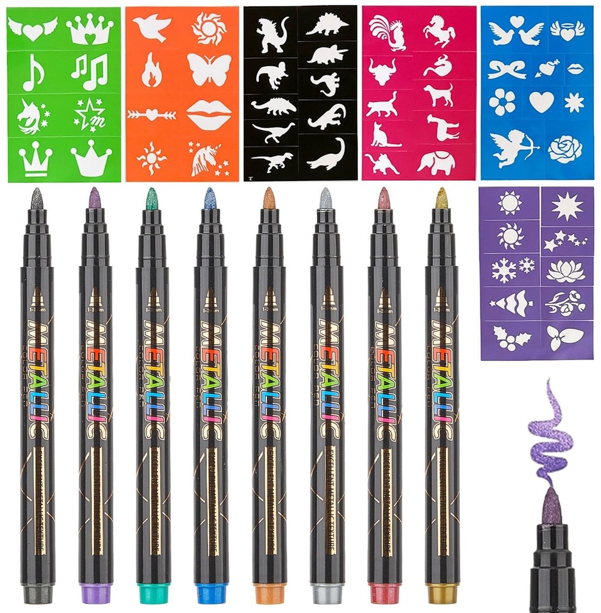 Solidchoice - Kindertattoo Pennen Set met 8 Kleurige Make-up Pennen
