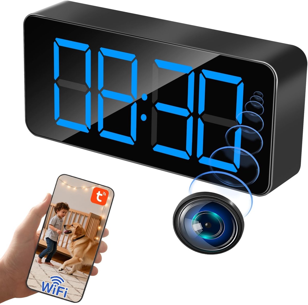 Solidchoice - Verborgen Wifi Camera in Klok met HD 1080P en Nachtzicht