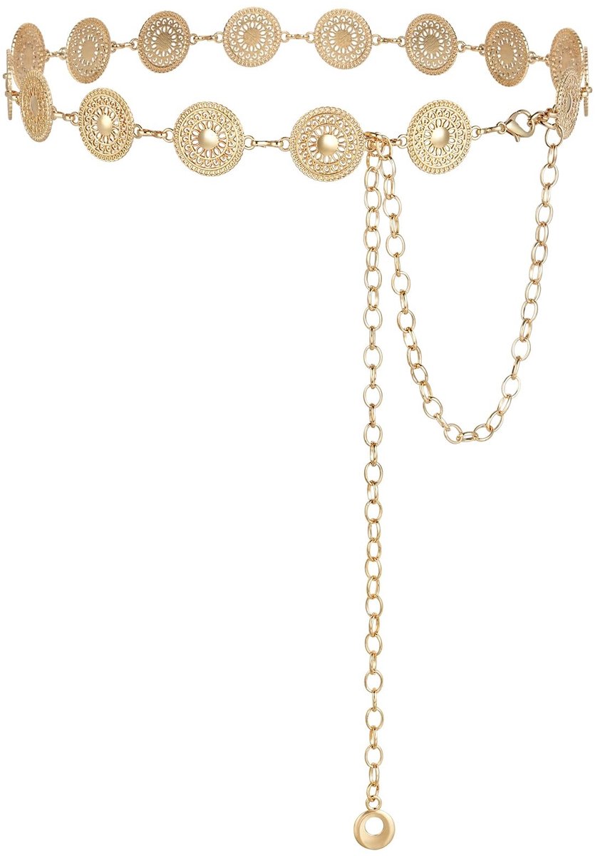 Solidchoice - Opengewerkte Metalen Ceintuur met Ketting voor Dames