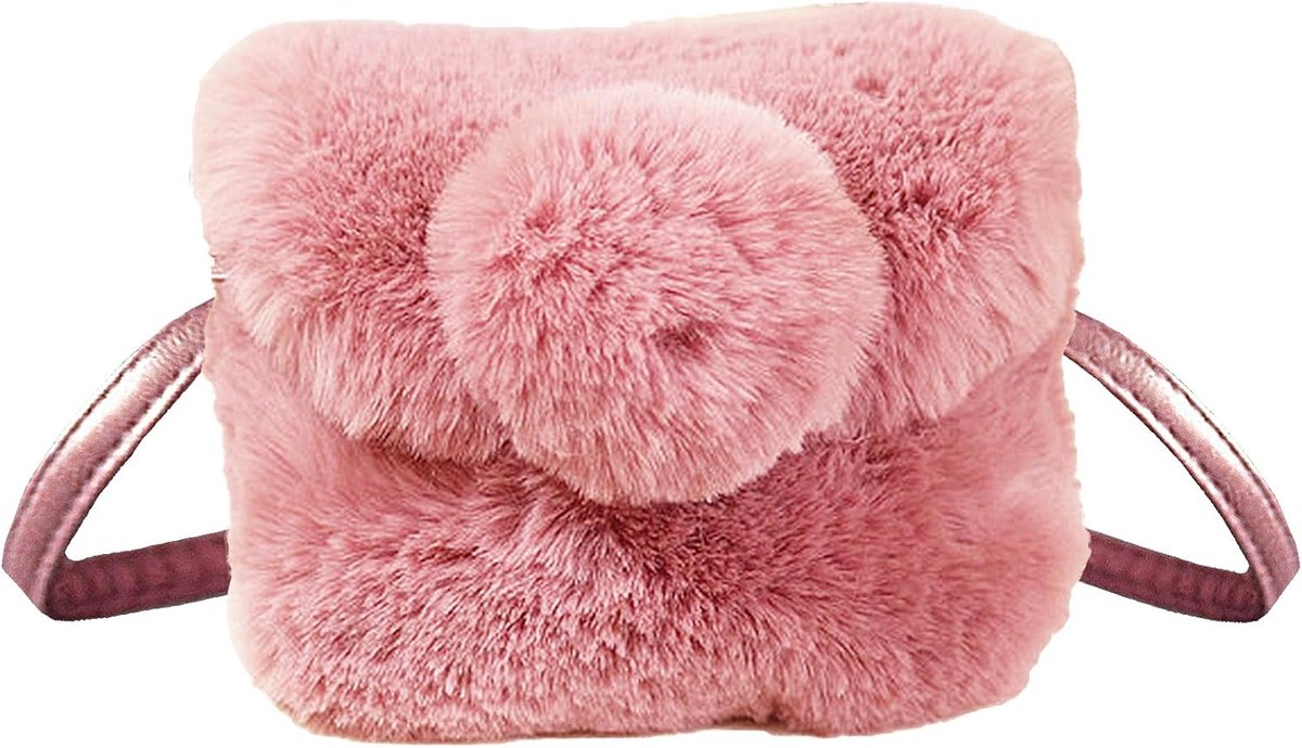 Pluche Schoudertas Klein - Roze Leer - Princess Mini Bag - Ideaal voor Kinderen 3-5 Jaar - ShopVlot