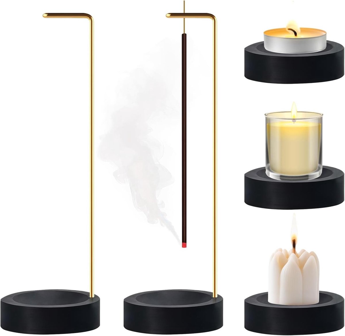 Handgemaakte 2-in-1 Houders voor Wierookstokjes en Wierookkegels | Klassieke Houten Wierookbranders voor Yoga, Meditatie en Spa Gebruik