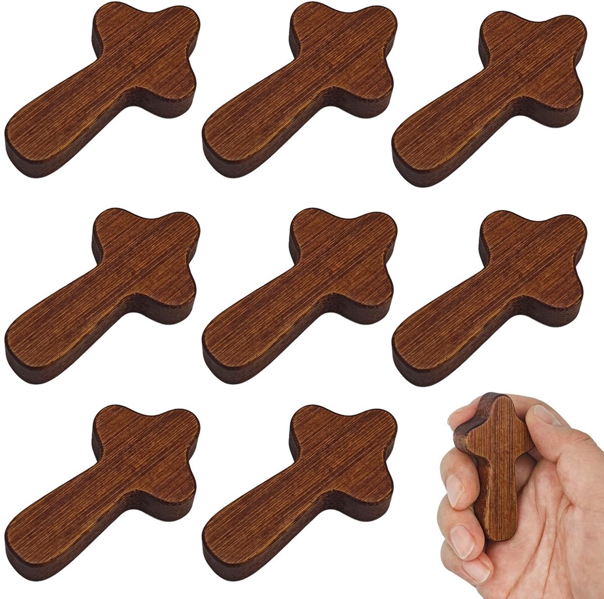 Solidchoice - Set van 8 Houten Kruisen voor Bijbelstudie en Meditatie