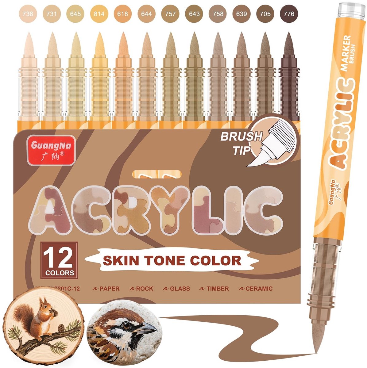 Solidchoice - Set van 12 Acryl Markers in Bruin