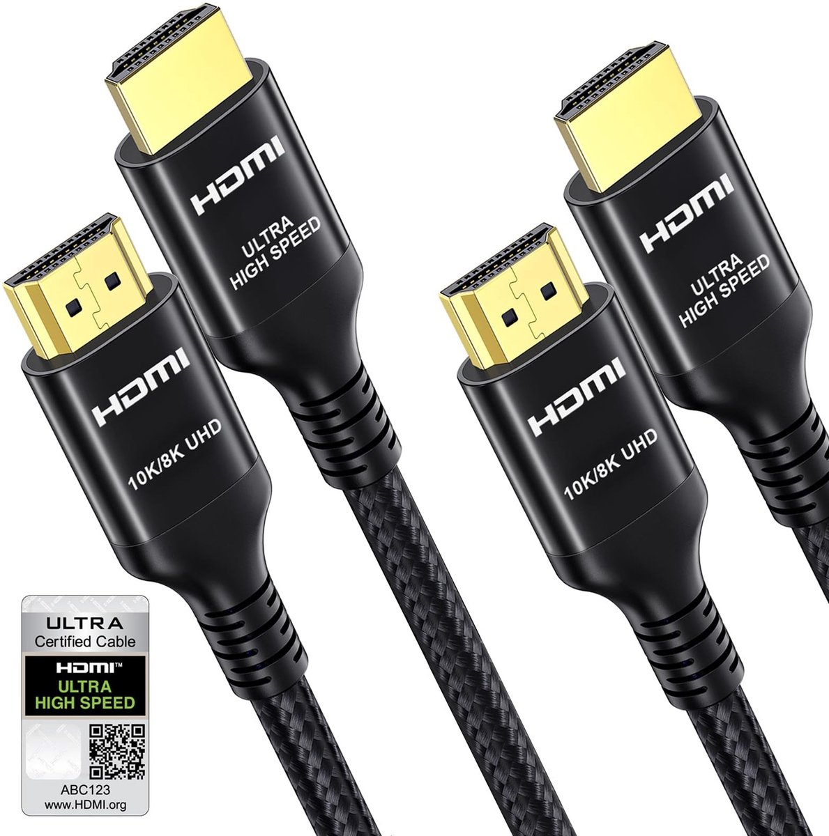 SnelShoppen - 8K HDMI 2.1 Kabel 1M 2 Stuks - Ultra High Speed HDMI® Kabel 48Gbps 10K 8K 4K 240Hz 165Hz 144Hz 120Hz 60Hz voor TV Monitor Soundbar