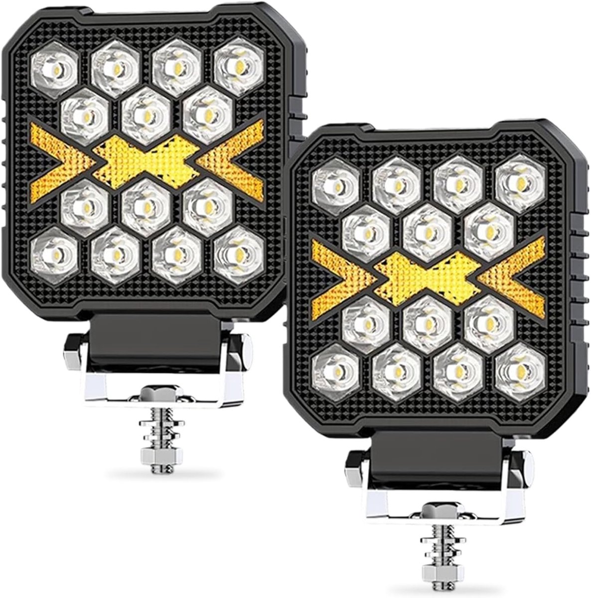LED werklichten 4 inch vierkant - aluminium en ABS - IP68 waterproof - ideaal voor offroad gebruik - ShopVlot