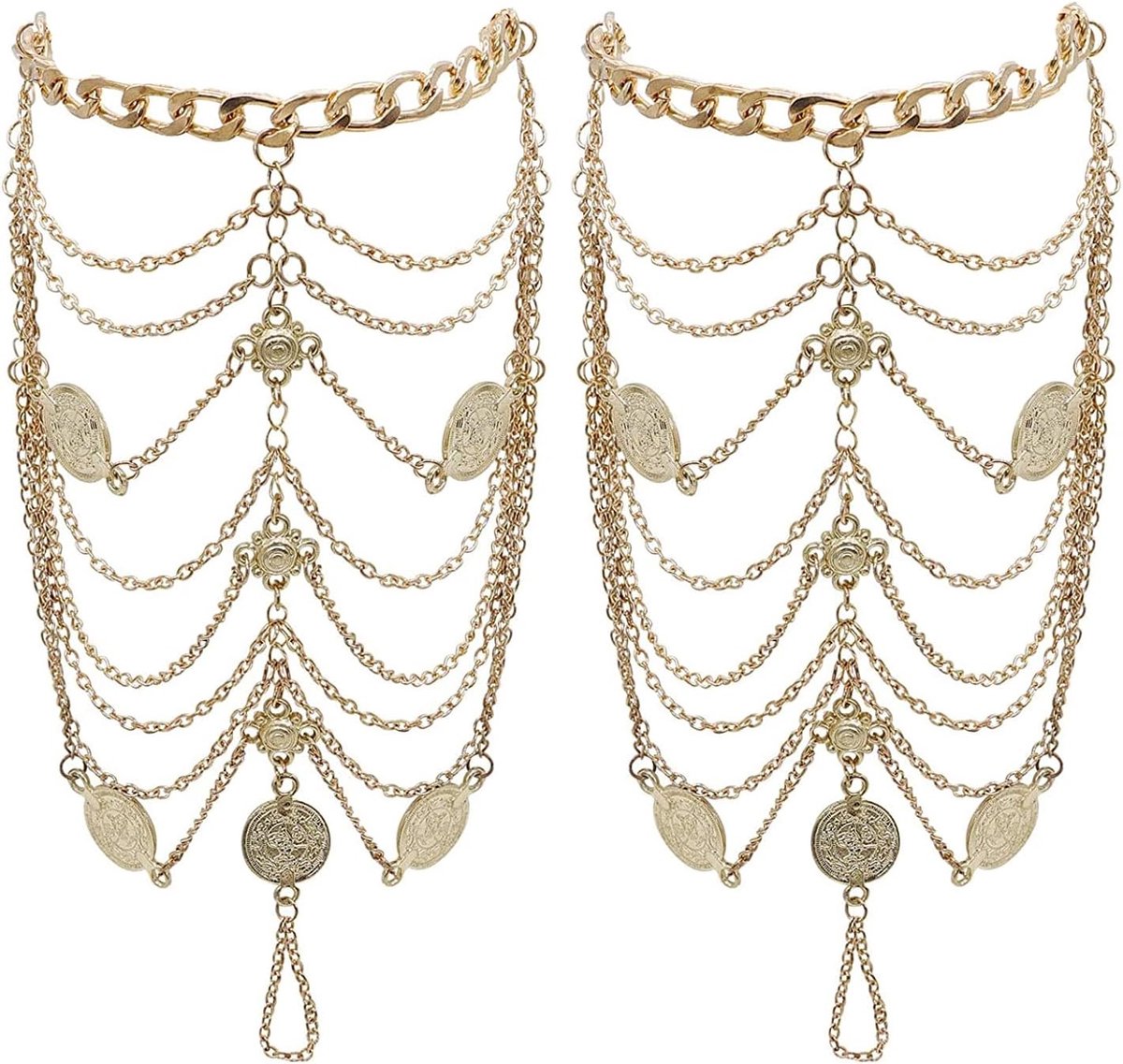 Enkelbandje Boho Vintage - Gouden munt en tassel - 22 cm - Perfect voor het strand - ShopVlot