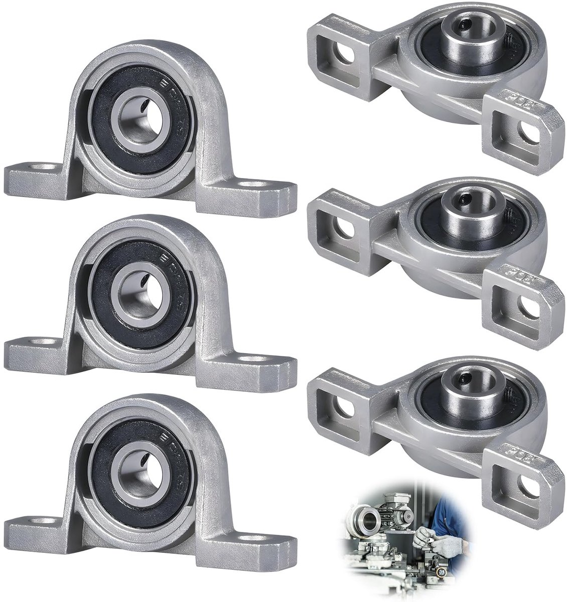 Staande lager 8mm - zinklegering - 6 stuks - ideaal voor machines en 3D-printers - ShopVlot