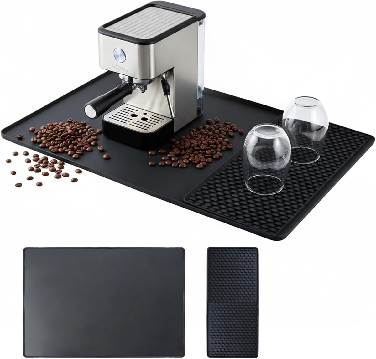 Koffiemachine mat 60 x 40 cm - Silicone mat met afneembaar gedeelte - Hittebestendig en antislip - ShopVlot