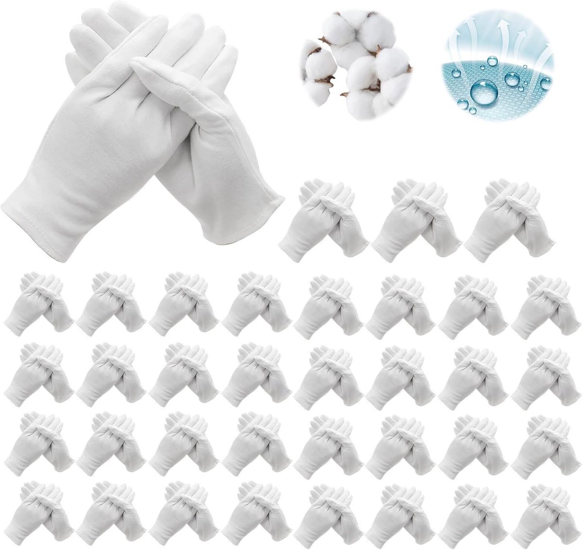 Katoenen inspectiehandschoenen 72 stuks - 100% katoen - ademend en comfortabel - ideaal voor huidverzorging - ShopVlot