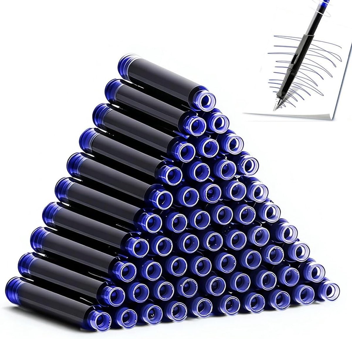 Navulpatronen 3,4 mm - blauwe inkt - 50 stuks - uitstekende vloeibaarheid - ShopVlot