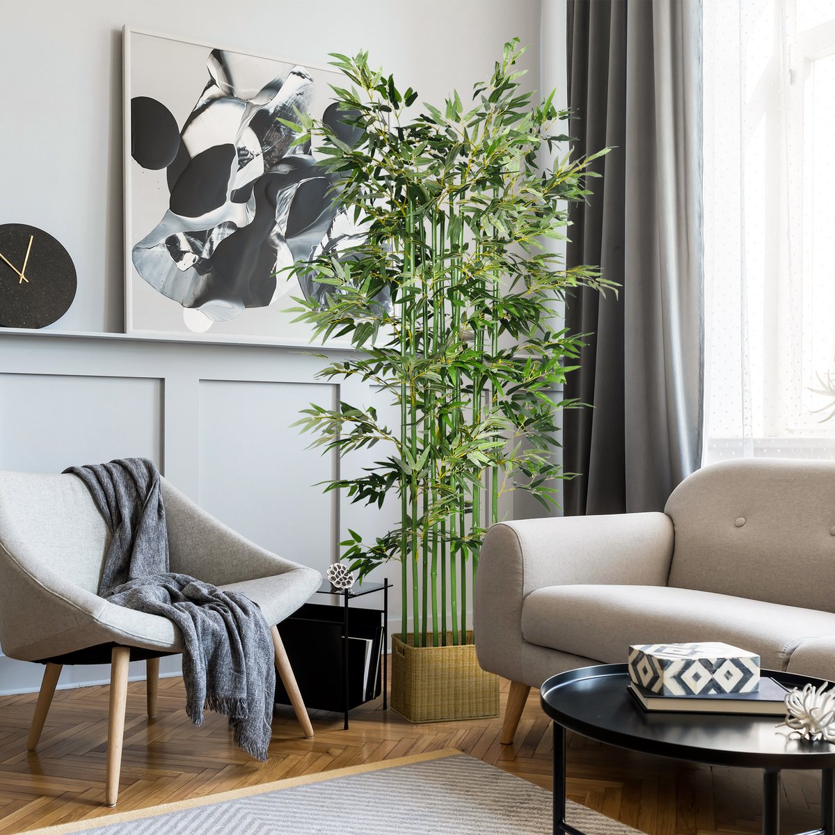 Kunstbamboe 180 Cm Voor Binnen En Buiten Realistische Groene Kunstplant In Pot Van Hout En Kunststof Voor Woonkamer En Kantoor