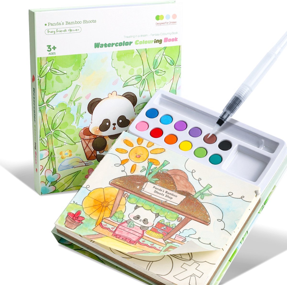 Casalora Kleurboek - Waterkleurboek voor Kinderen - Panda Little Corner Coloring Book - 24 Kleurplaten