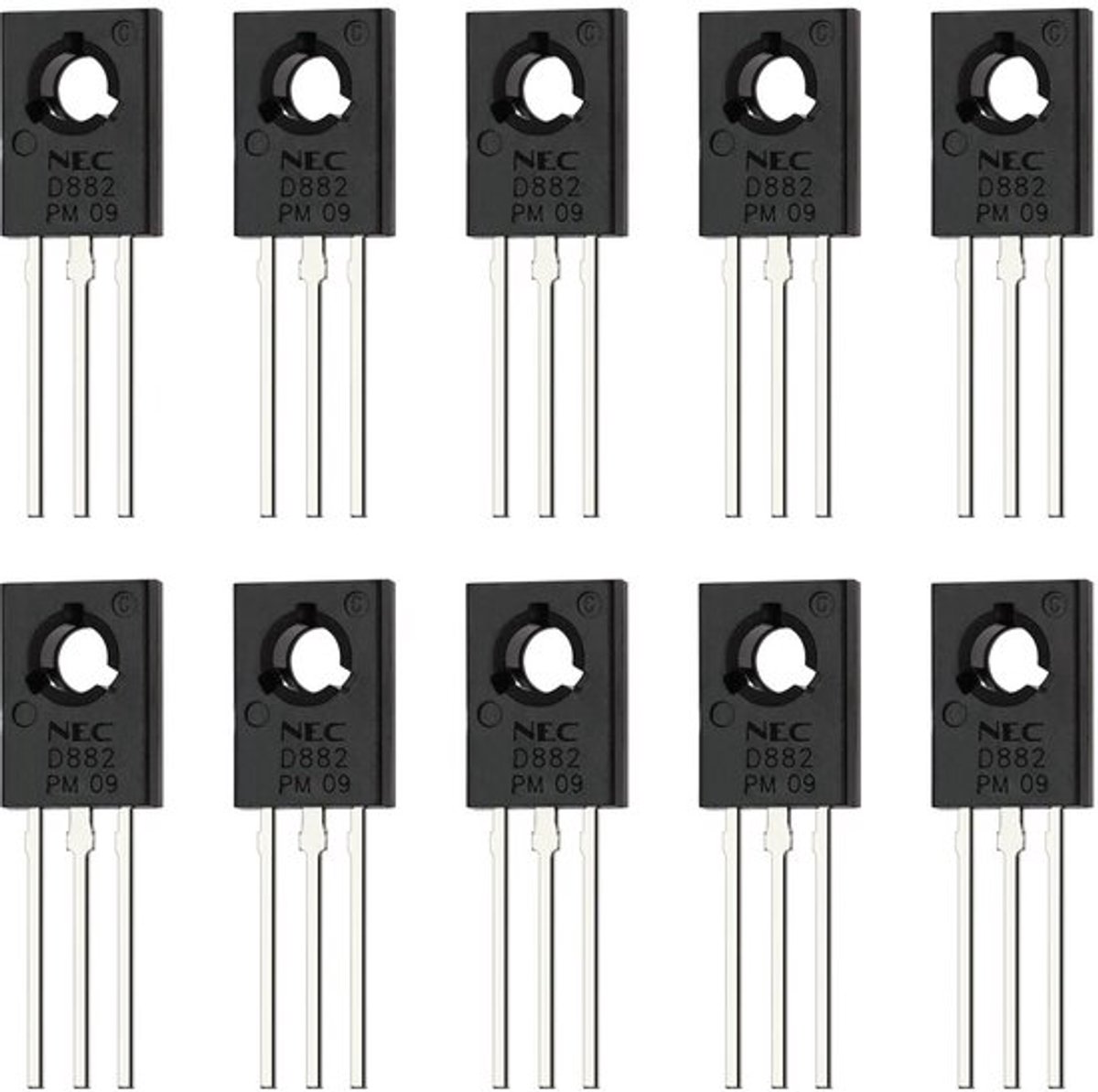 Transistor NPN 10 Stuks - Model 2SD882 - 3Pin - 40V 3A - Schakelsnelheid - Robuust Halfgeleiderproduct - Halfgeleider