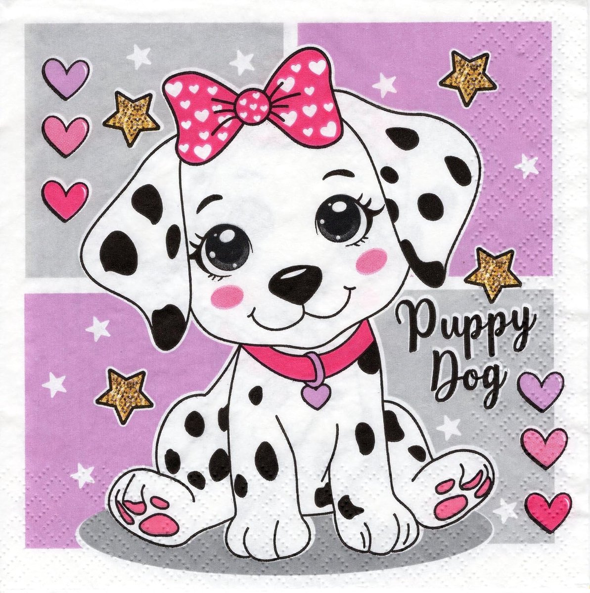 Servetten 20 stuks - 3-laags - schattige honden met sterren en harten - perfect voor meisjesverjaardag - ShopVlot