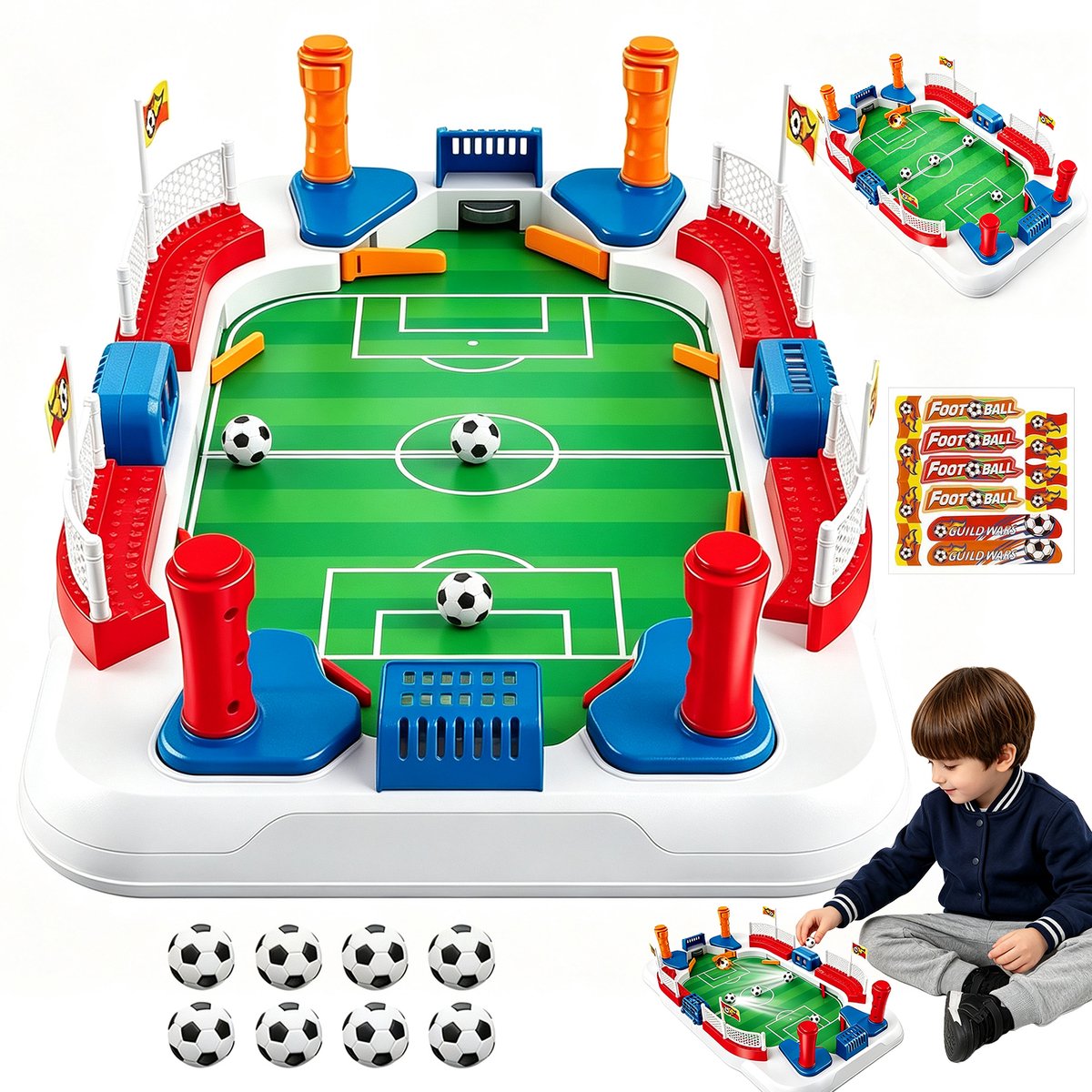 Tafelvoetbal Flipperkast - Voetbalspel Spelletjes voor Kinderen - Voetbal Speelgoed - Tafelvoetbal - met 8 Ballen - 55 cm - 2-4 Spelers - ABS - Voor Thuis en Feestjes - Cadeau