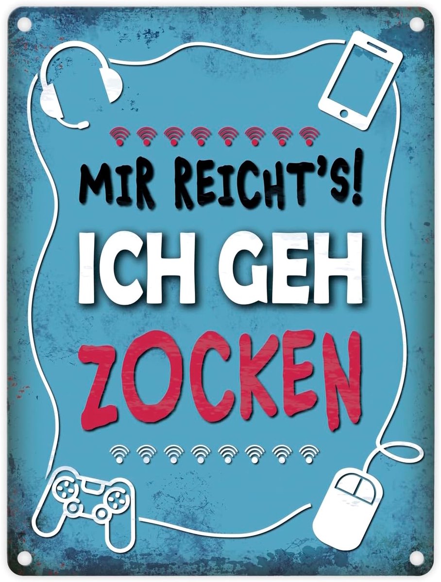 Metalen bord 15cm x 20cm - aluminium - glossy print - gamer motivatie - ShopVlot