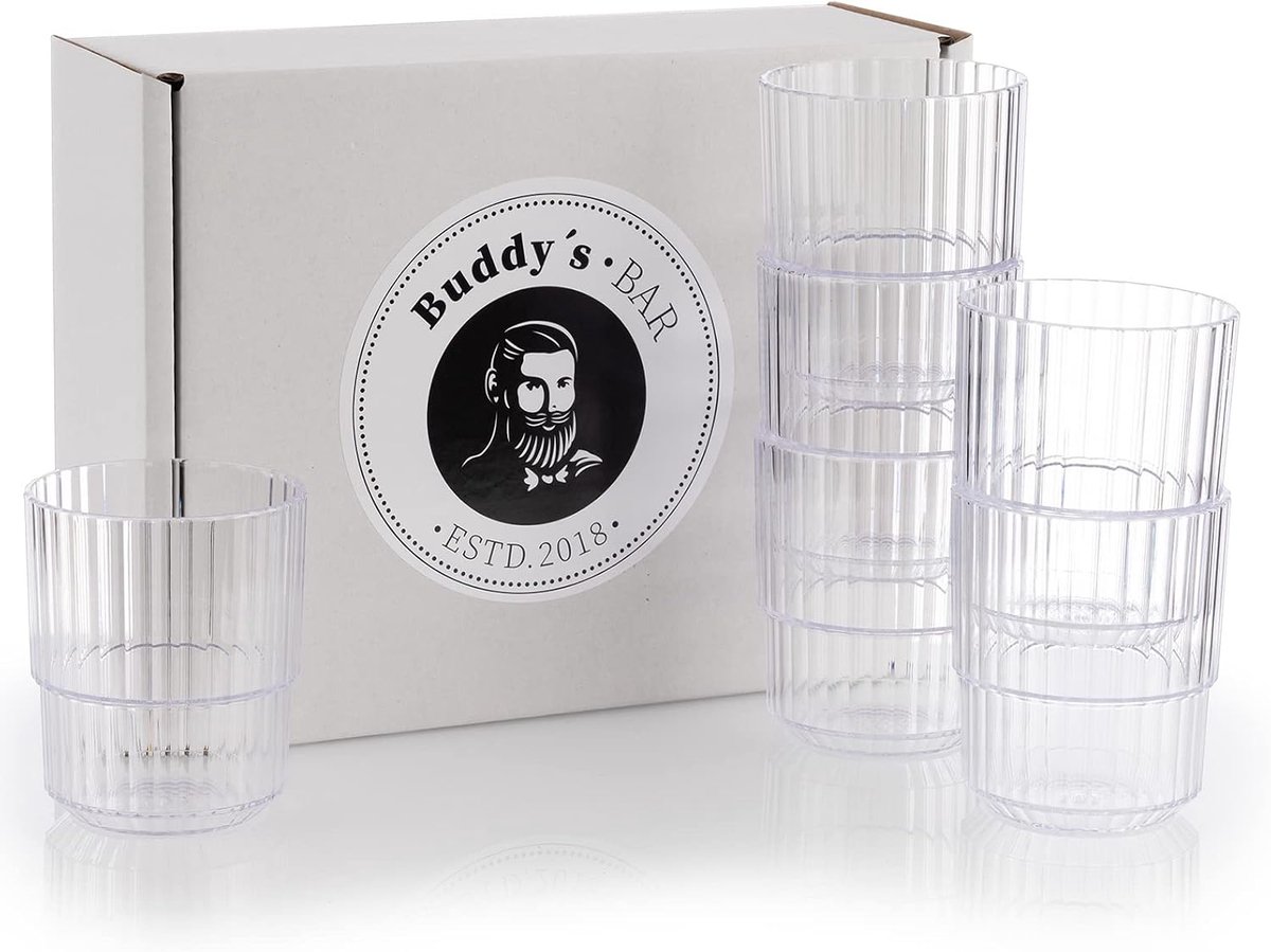 Drinkglazen set van 6 - 0.3 liter Tritan kunststof - BPA-vrij - Stapelbaar en schokbestendig - ShopVlot