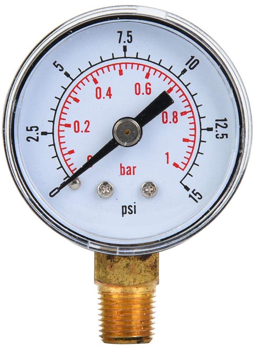 Manometer 1/8" BSPT - Drukmeter 0-15psi - Transparante wijzerplaat - Nauwkeurige drukmeting - ShopVlot