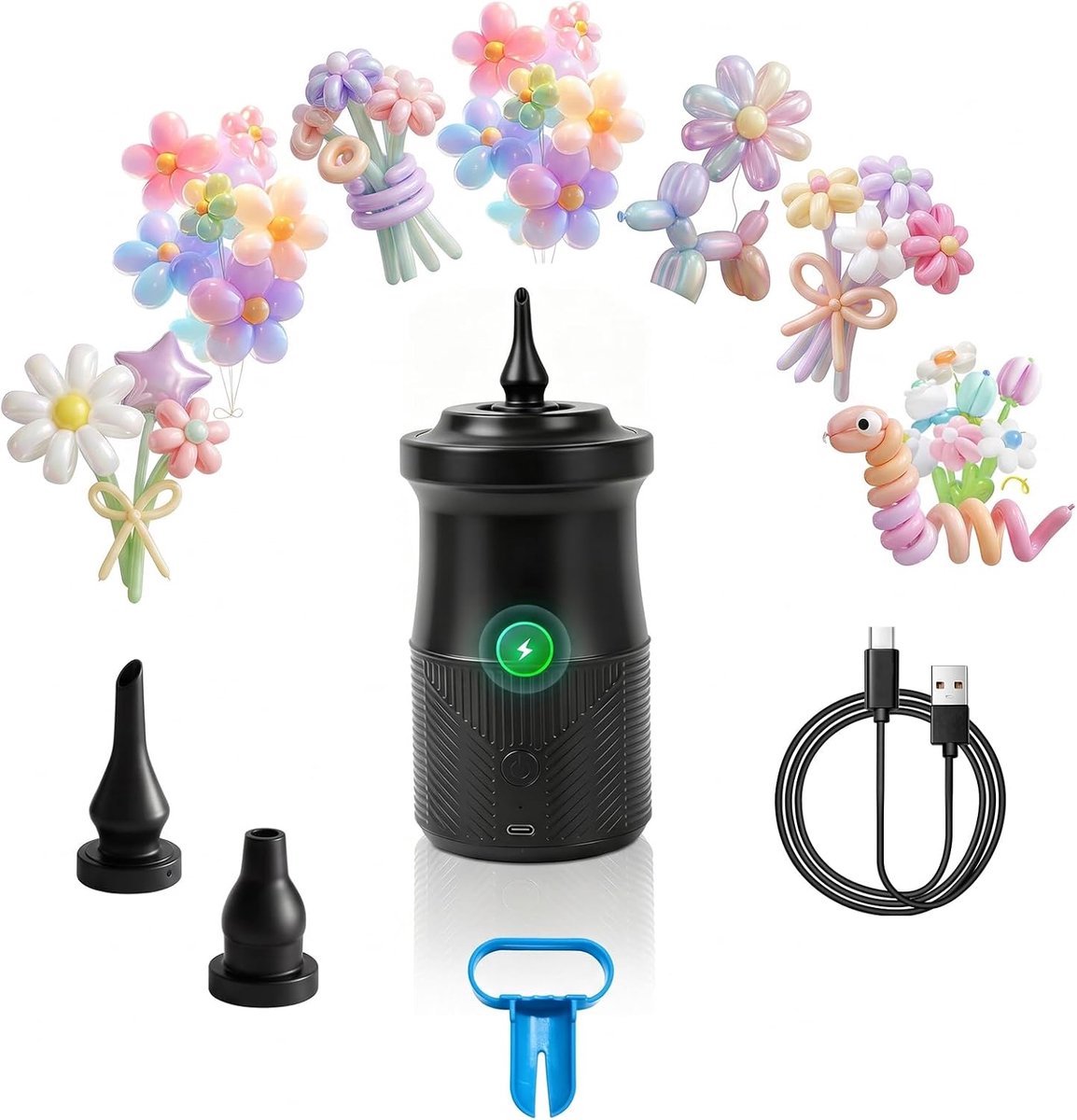 Luchtballonpomp draadloos - 2000 mAh accu - oplaadbaar - snel en eenvoudig opblazen - ShopVlot