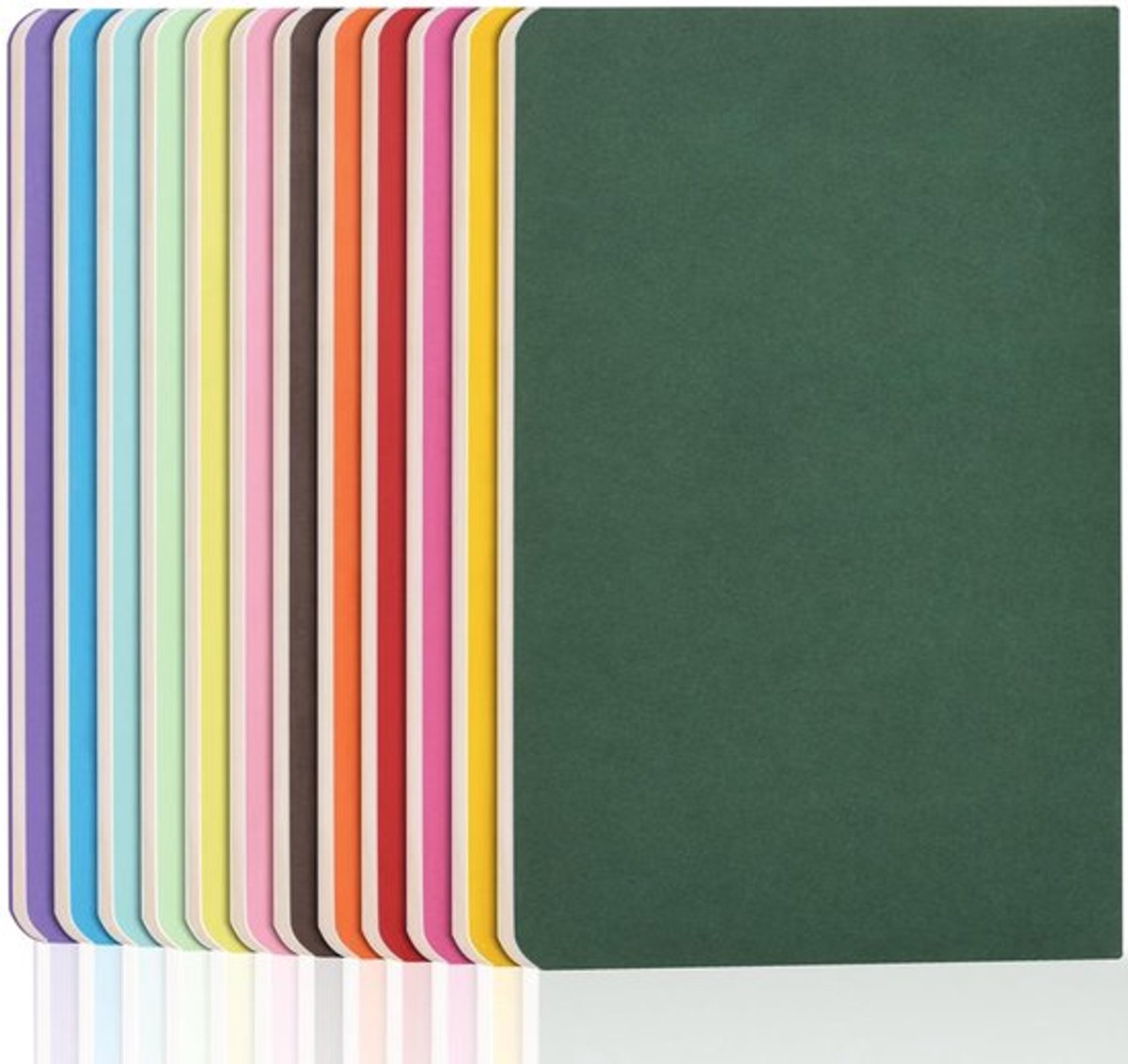 Notitieboekjes A5 - 12-pack - 60 pagina's - Zachte kaft - Gemengde kleuren - Hoogwaardig schrijfpapier 80gsm - Schriften