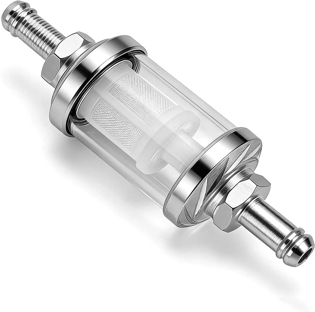 Benzinefilter Motorfiets - Inline Aluminium - Transparant Venster - Beschermt carburateur en brandstofsysteem - ShopVlot