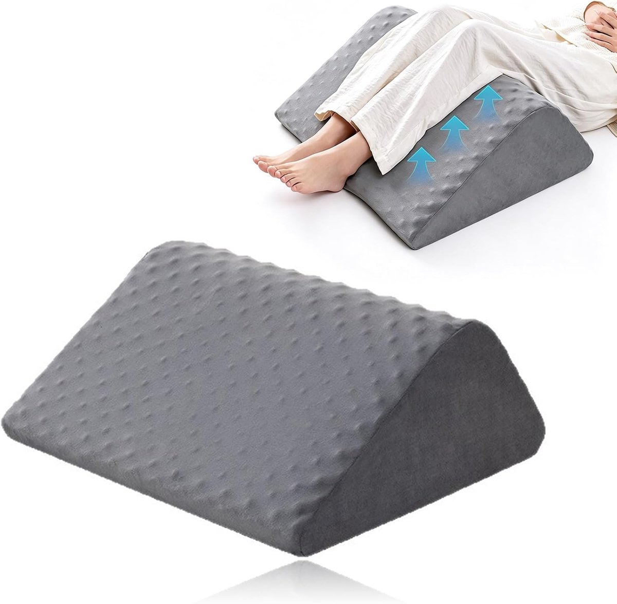 Venenkussen traagschuim 56 x 47 x 24 cm - kniekussen - wasbare overtrek - ontlast benen - ShopVlot