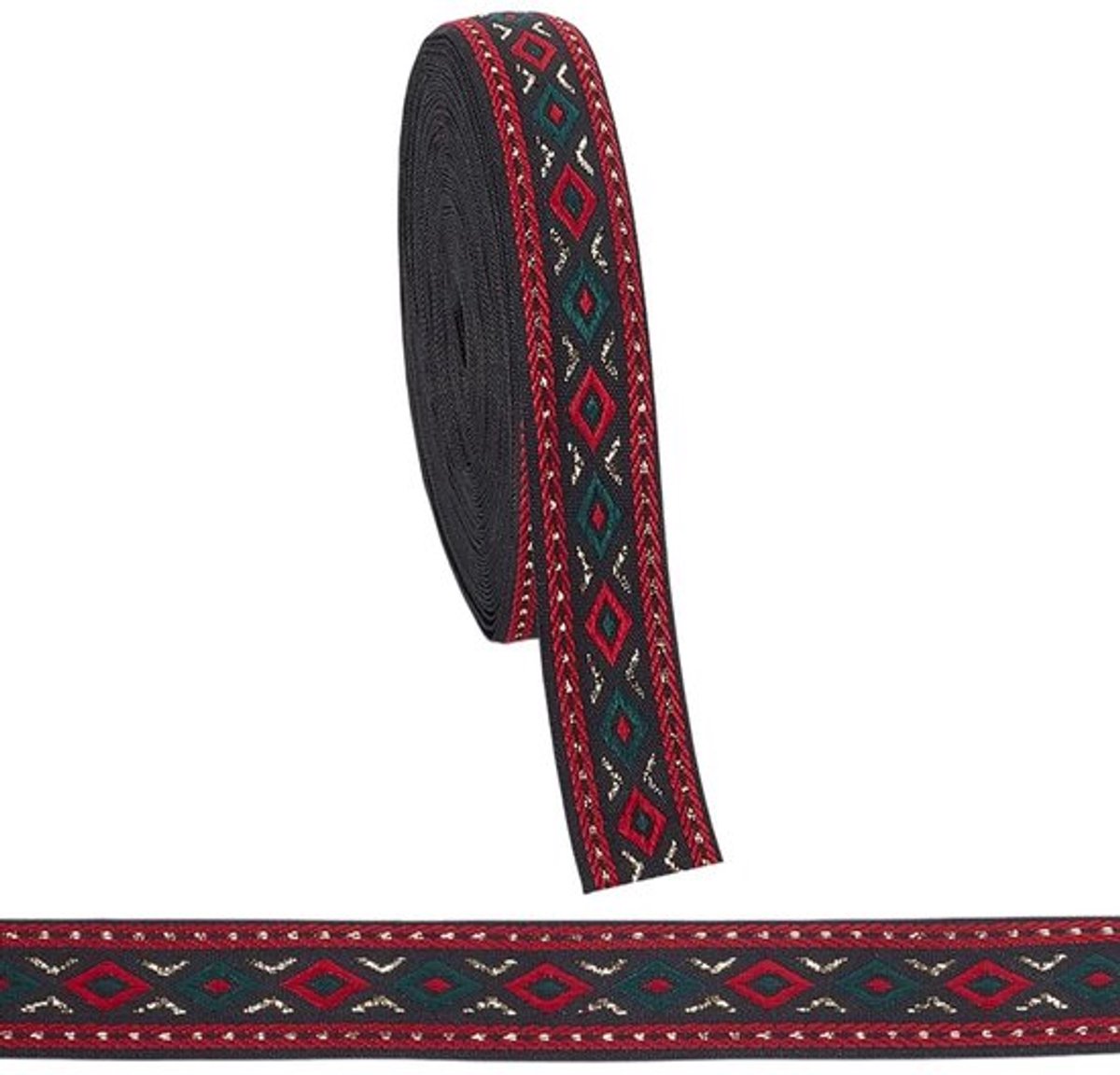 Jacquardlint 9 m - Donkerrood - 1,8 cm breed - Geborduurd - Polyester - Geschikt voor knutselen - Lint