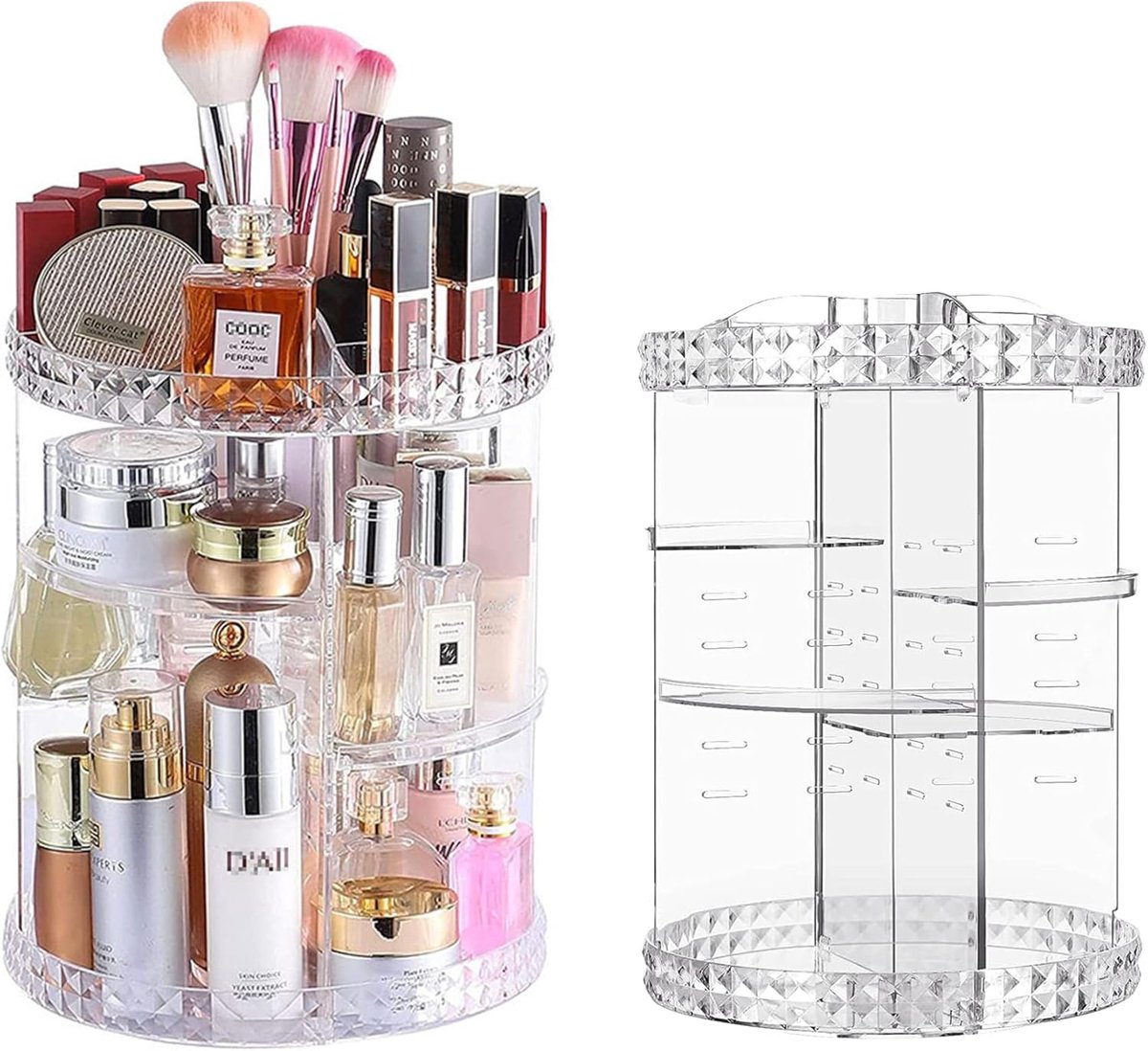 Rotatable Cosmetic Organizer,360°Rotating Transparent Makeup Organizer Rotating Large Capacity Adjustable Makeup - ShopVlot