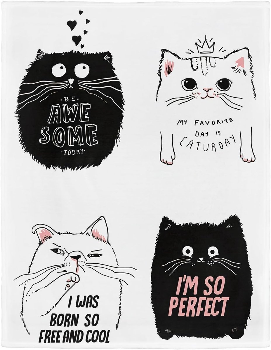 YISUMEI Fluffy Fleece Blanket,Digital Print,Cute Funny Fat Cat,150x200cm - ShopVlot