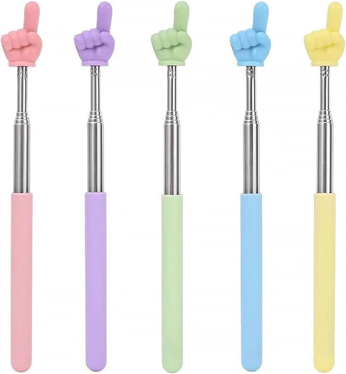 Telescopic Teachers Finger Pointer, 5 Pcs Stainless Steel Finger Pointer, Mini Retractable Finger Pointer, Stick for - ShopVlot