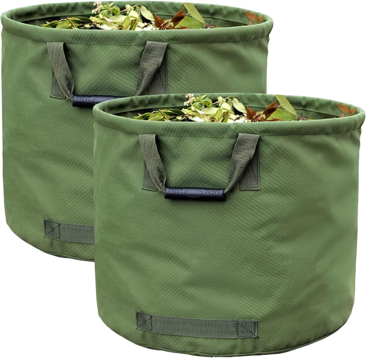 2 stuks tuinafvalzakken, 125 l, voor zware lasten, robuuste bladzakken van scheurvast militair zeildoek met handgrepen - ShopVlot