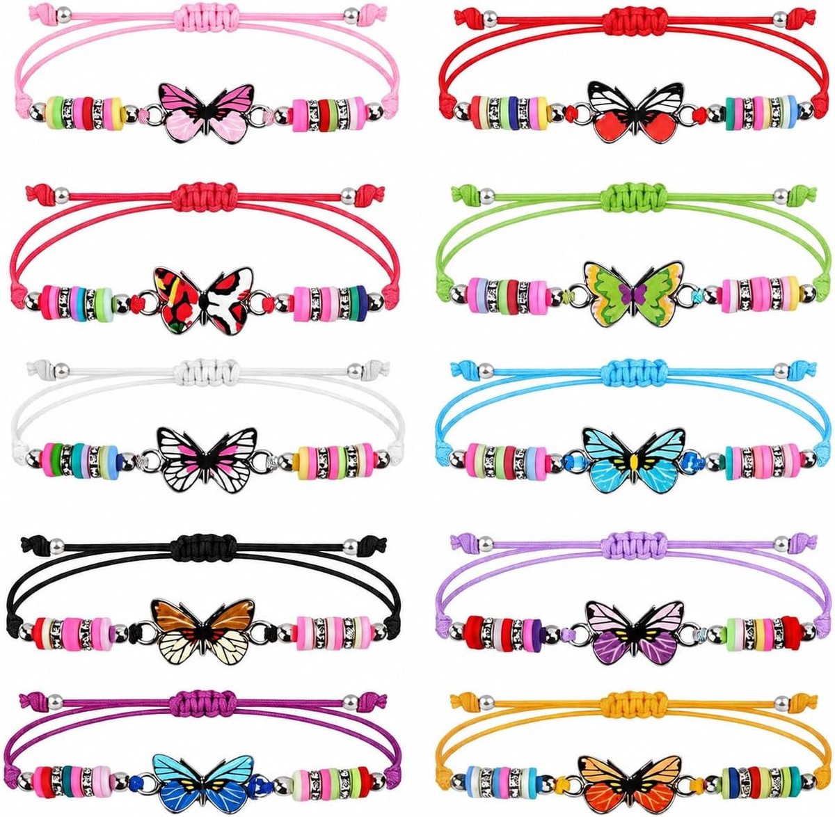 12 verstelbare vlinderarmbanden voor meisjes, vriendschapsarmbanden - ShopVlot