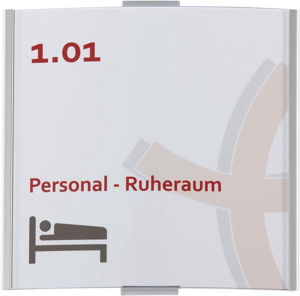 Frankfurt Door Sign, 148 x 155 mm, Aluminium, Silver, Anti-Glare Cover, Self-Adhesive and Screw-On Office Sign, Office - ShopVlot