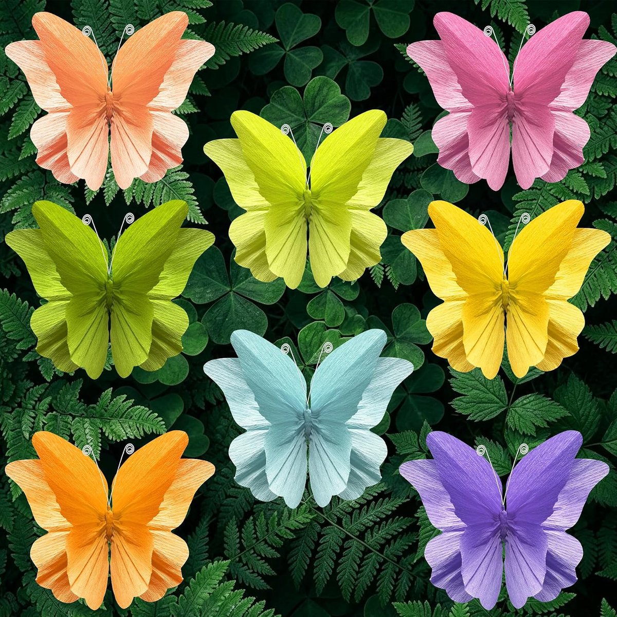 VEEKAY 8 stuks 3D-papieren vlinders, decoratie, vlinders met bevestigingsclip, lentedecoratie voor binnen, zomer - ShopVlot