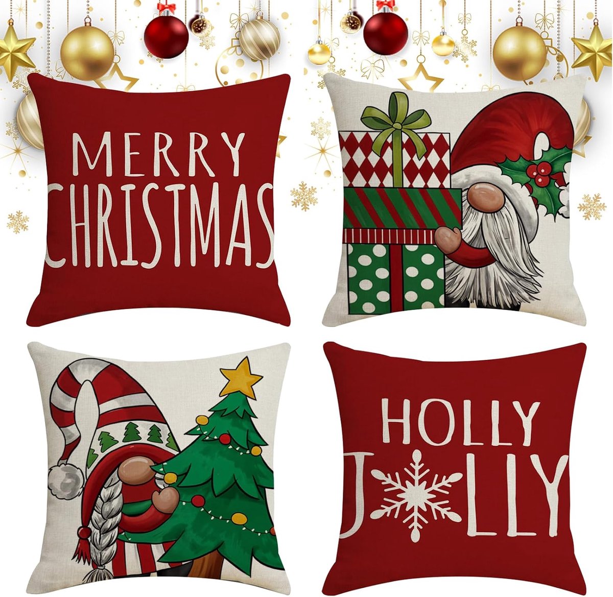 Christmas cushion cover, 45 x 45 cm, Christmas decoration, 4 pieces - ShopVlot