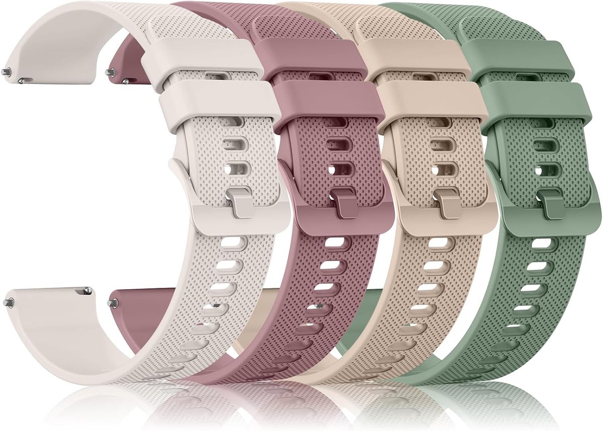 4 stuks 22 mm 20 mm horlogeband van siliconen, zachte reservearmband met snelsluiting, met gesp in dezelfde kleur - ShopVlot